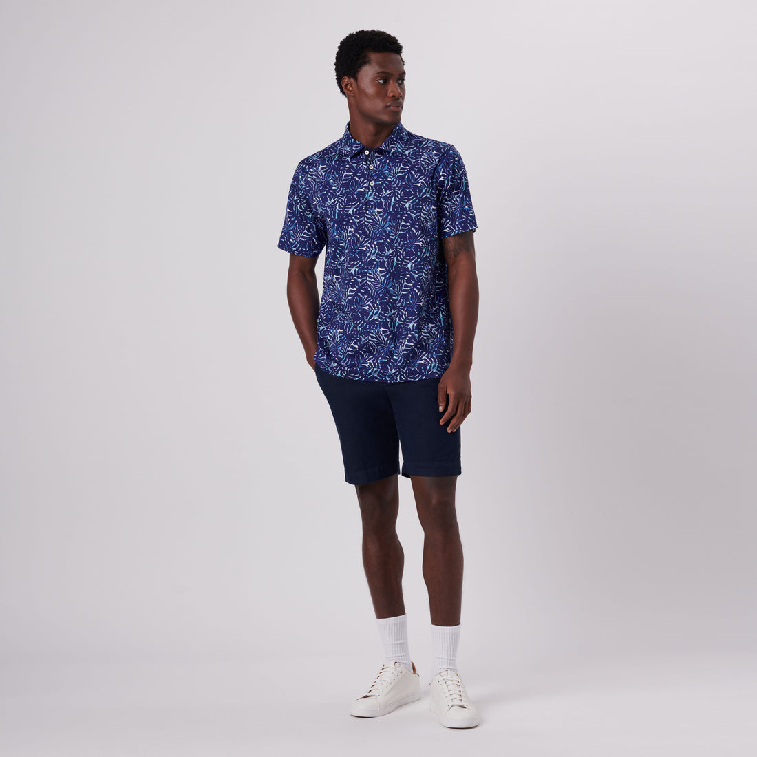 Hendrix Leaf Print Polo Shirt