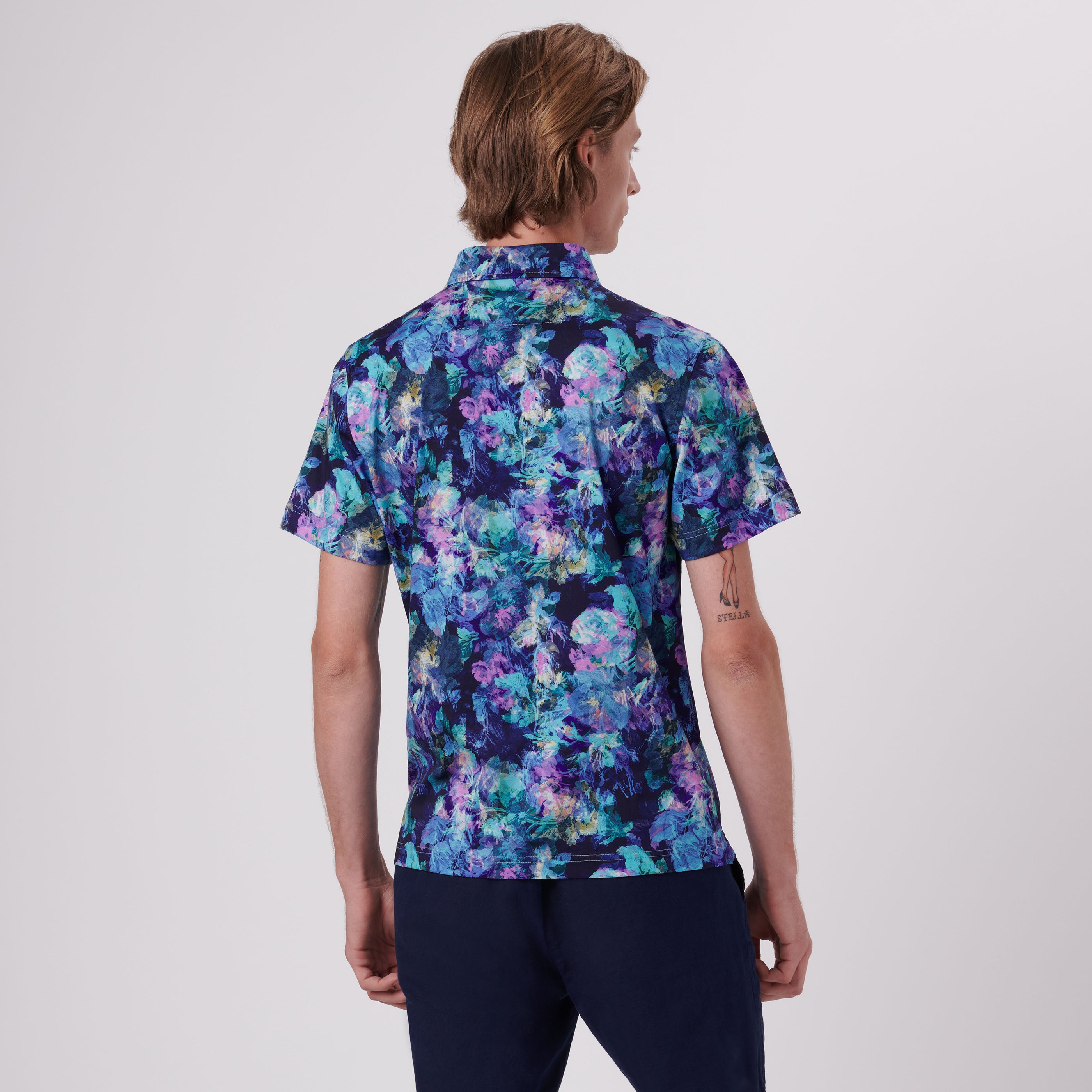 Purple Men's Mercerized Floral T-Shirt