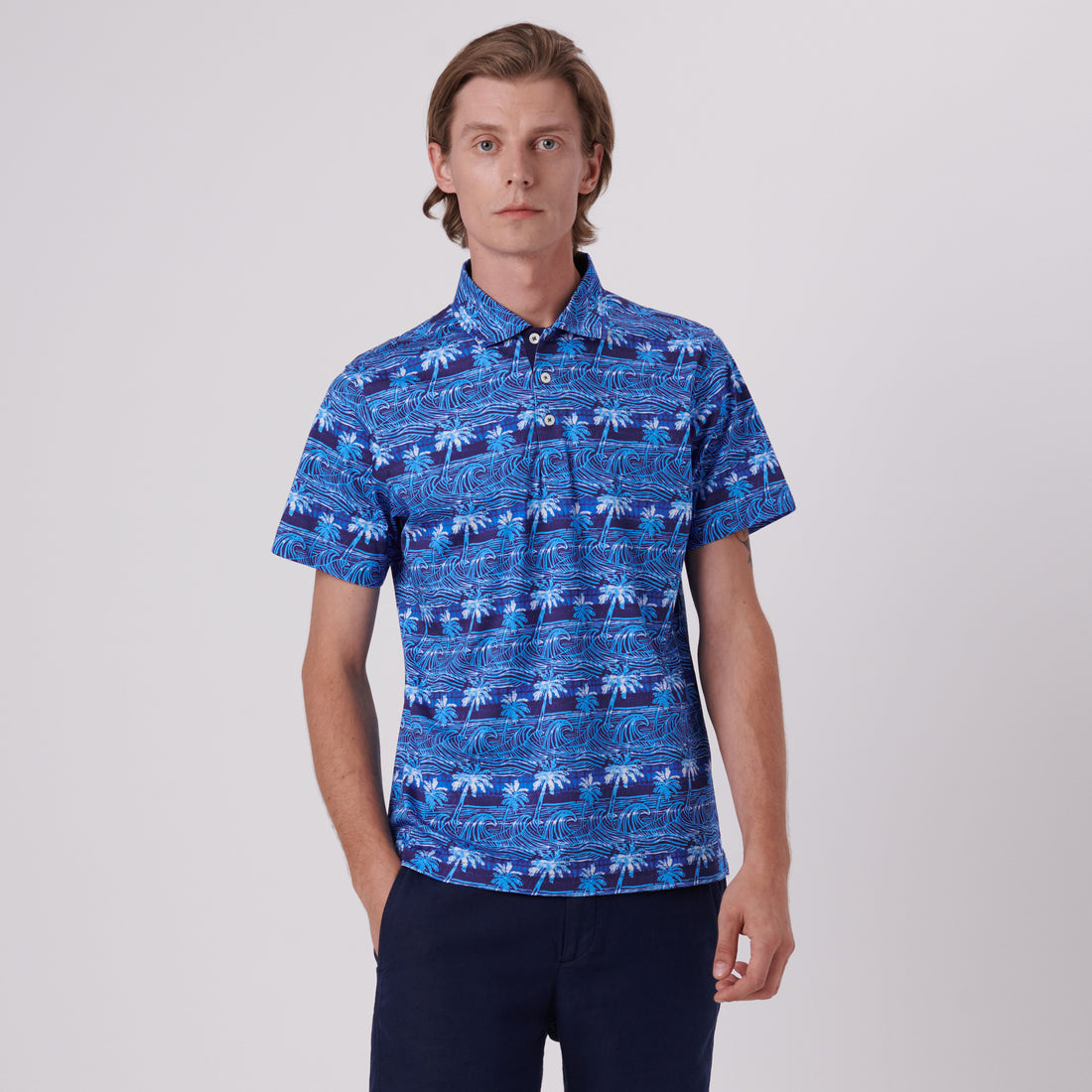 Hendrix Palms & Waves Print Polo Shirt