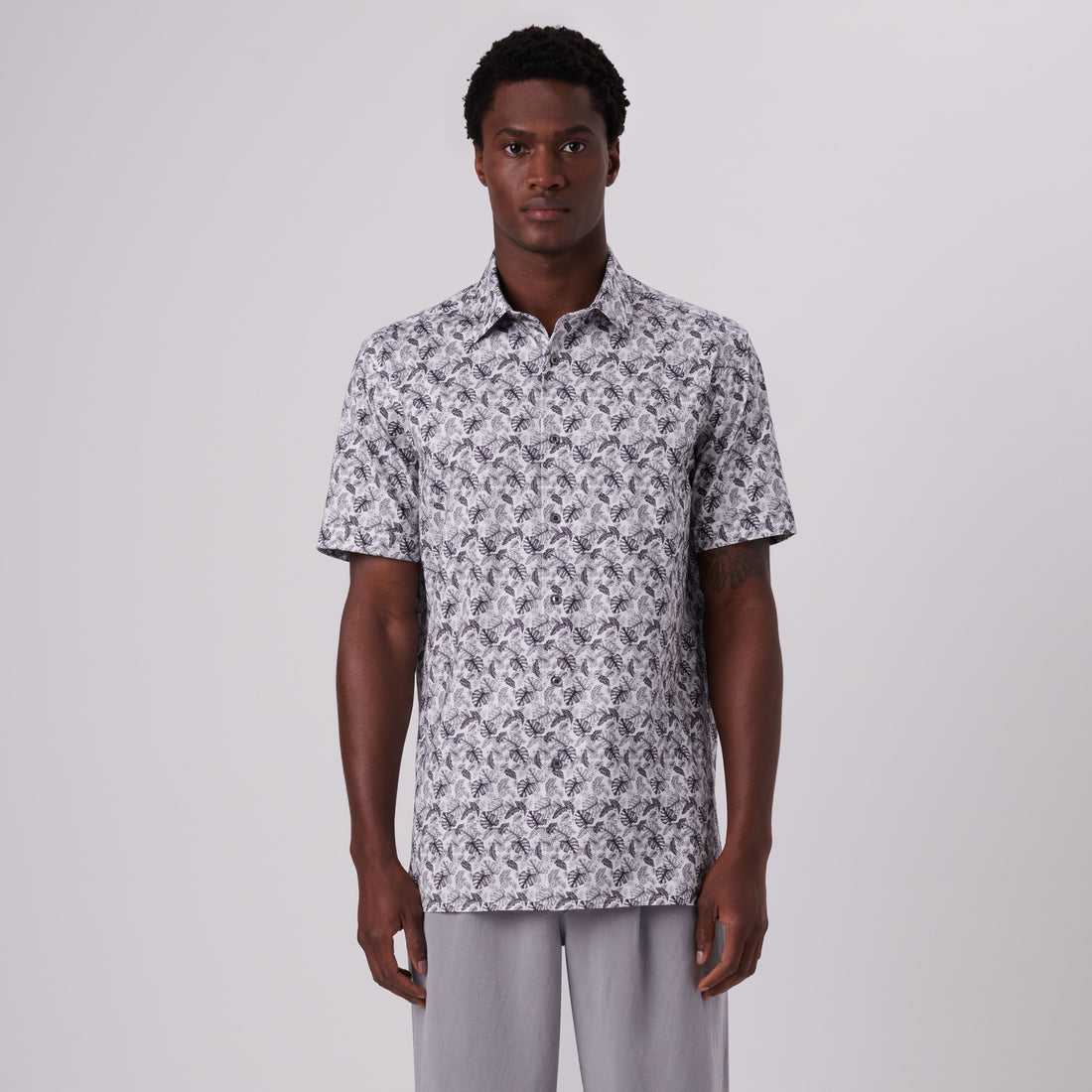 Milo Leaf Print OoohCotton Short Sleeve Shirt