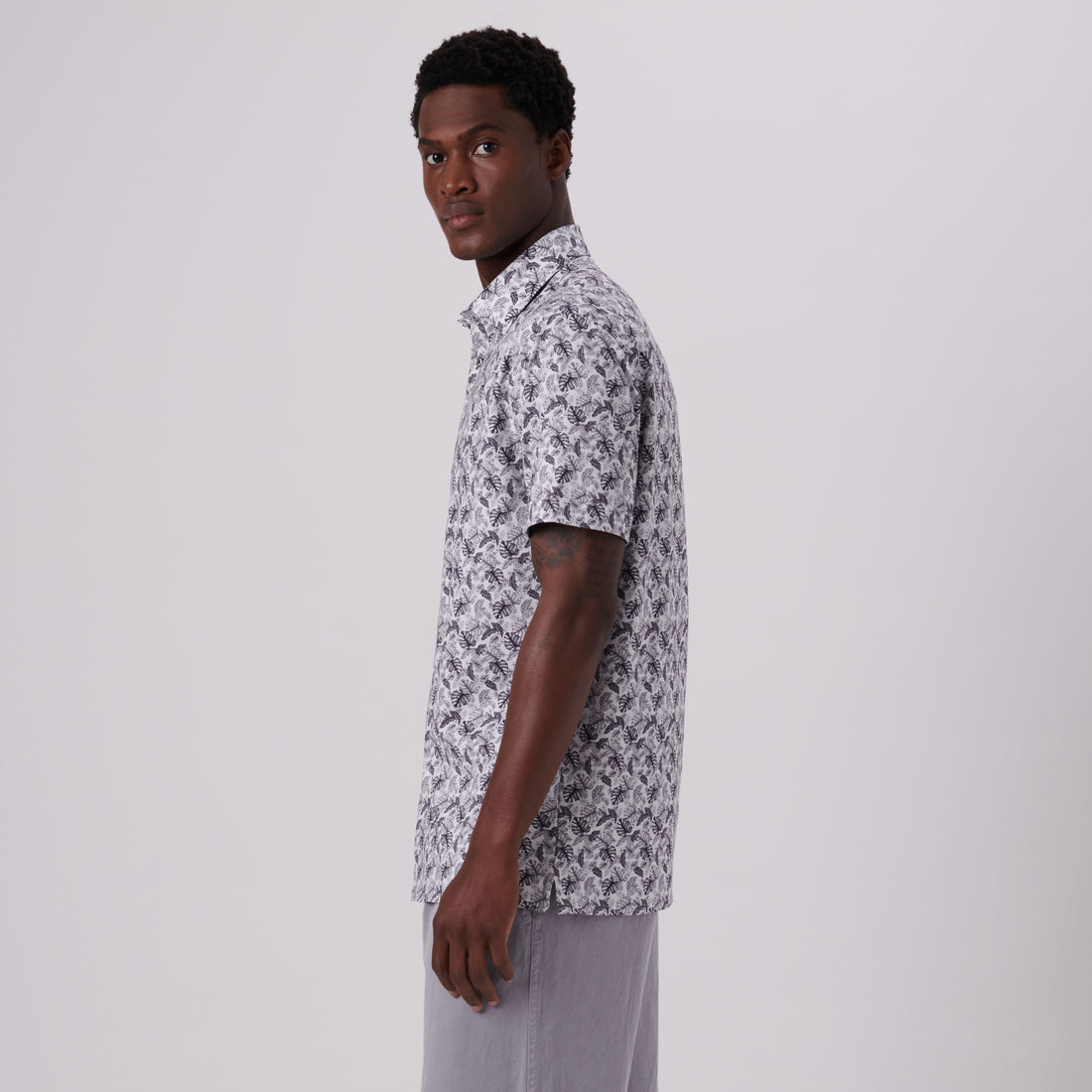 Milo Leaf Print OoohCotton Short Sleeve Shirt