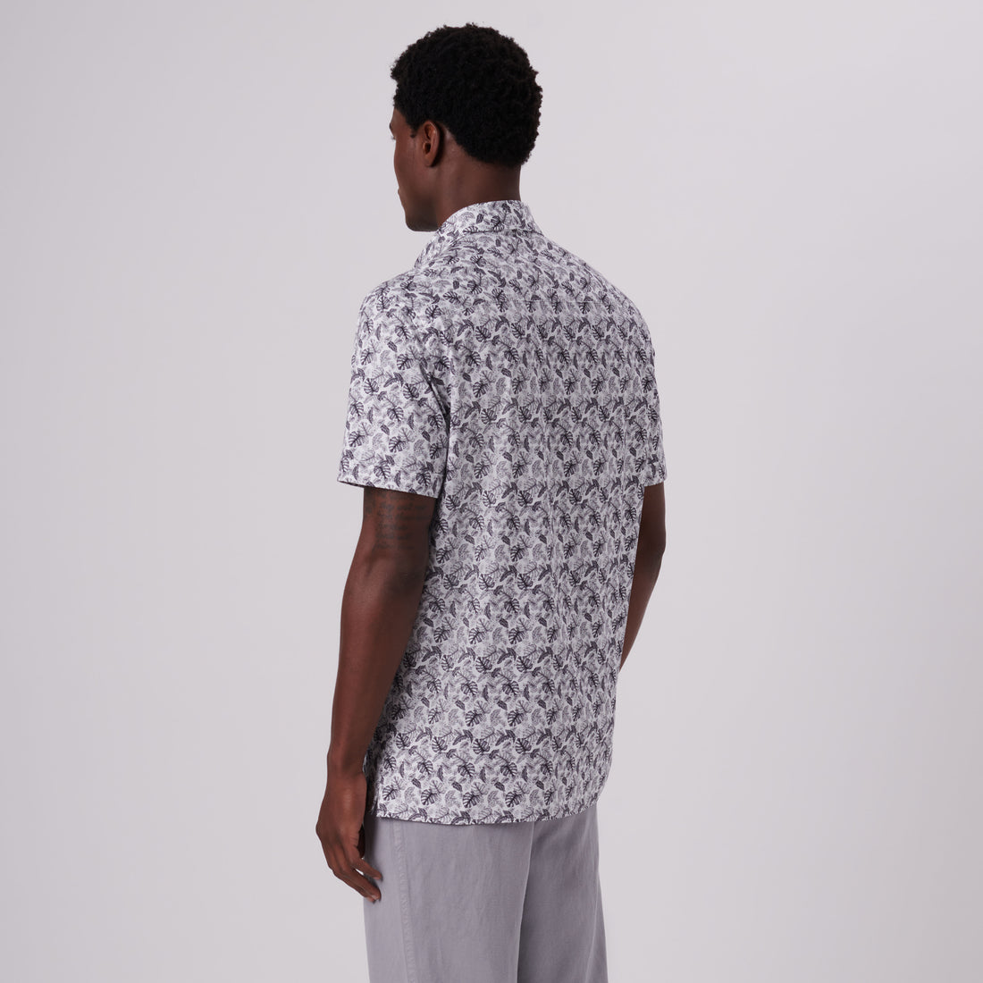 Milo Leaf Print OoohCotton Short Sleeve Shirt