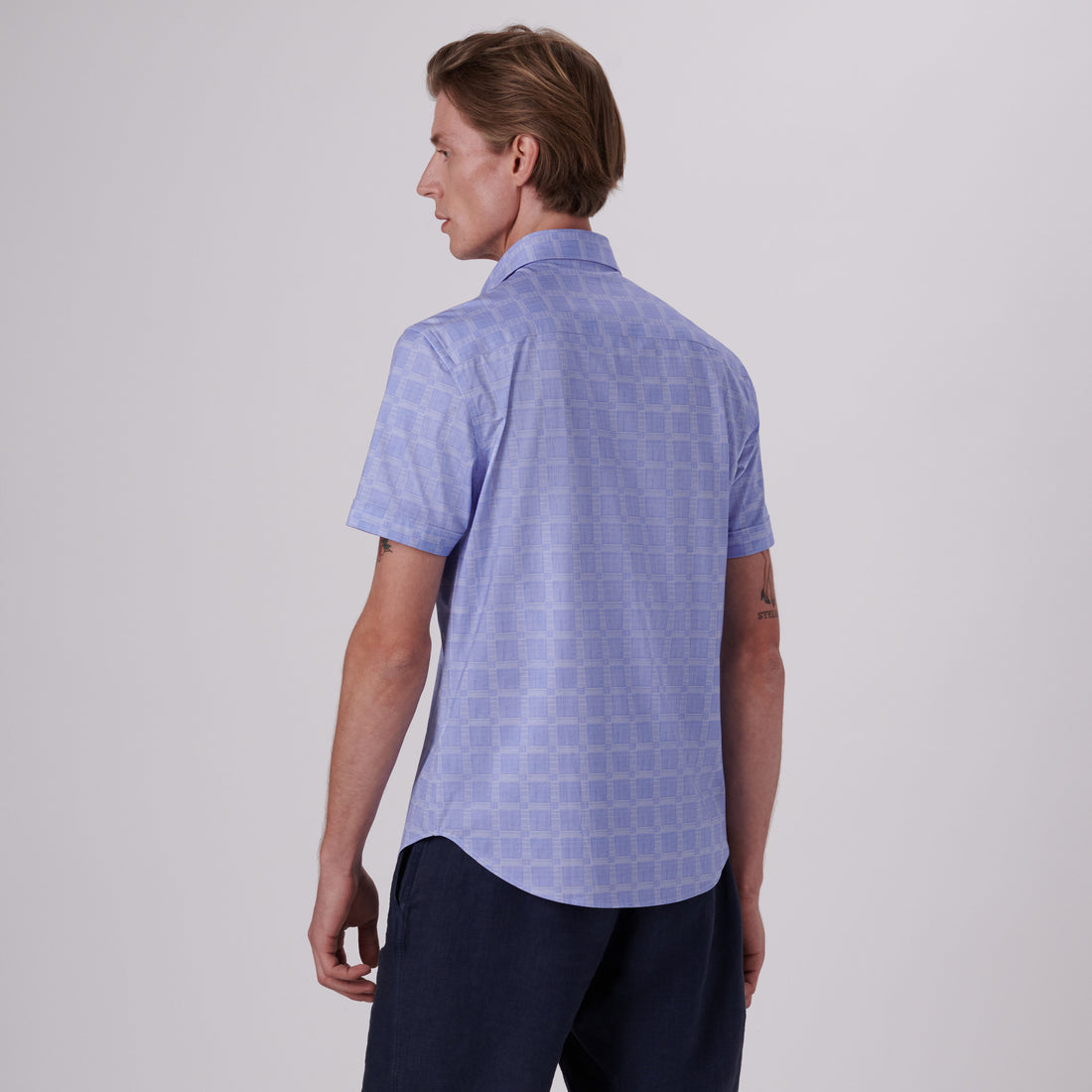 Miles Windowpane Check Print OoohCotton Short Sleeve Shirt