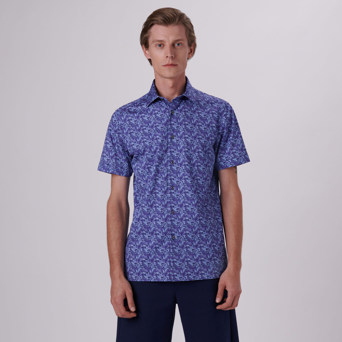 Milo Leaf Print OoohCotton Short Sleeve Shirt