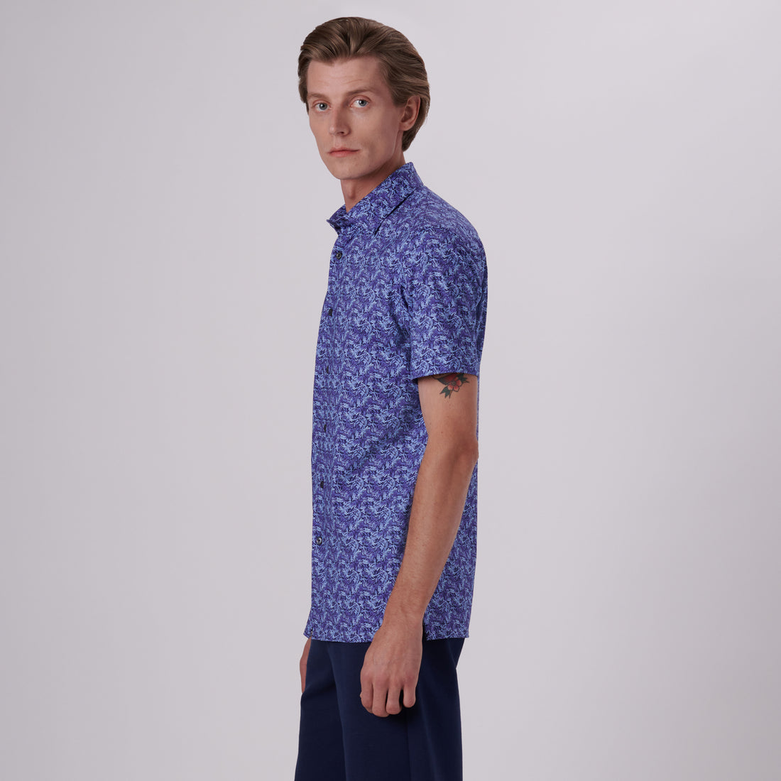 Milo Leaf Print OoohCotton Short Sleeve Shirt