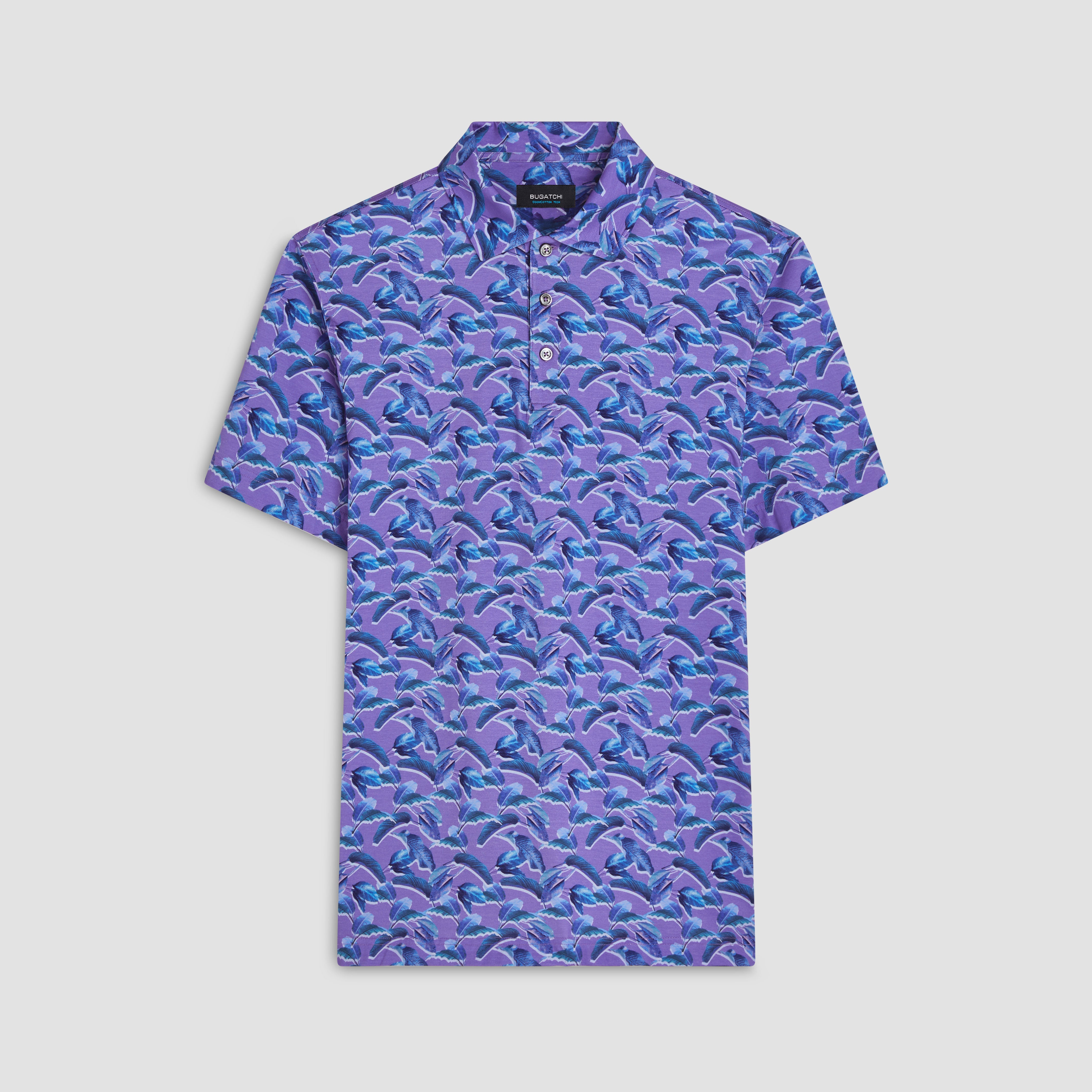 Victor Leaf Print OoohCotton Polo – BUGATCHI