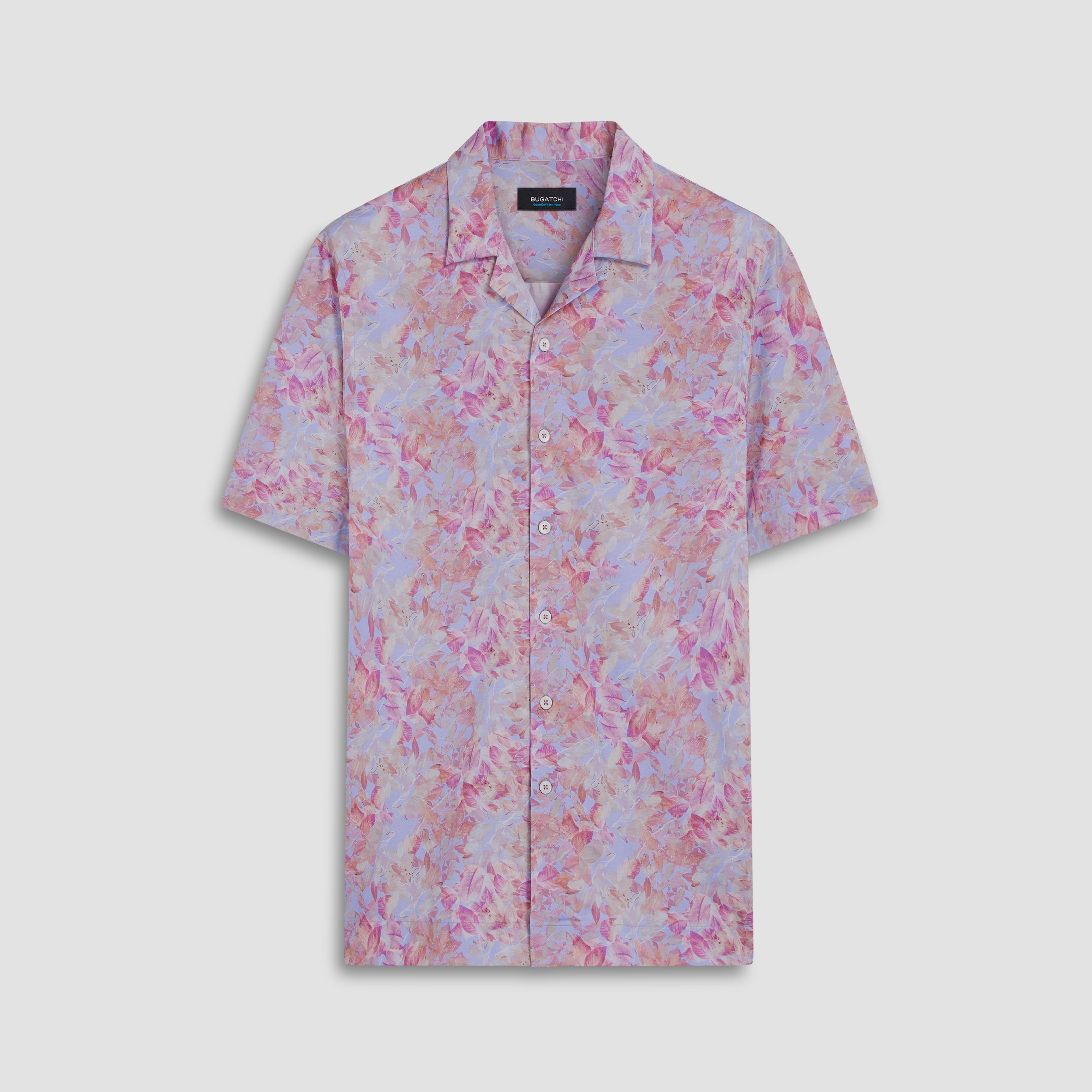 Cole Aquarelle Leaf Print OoohCotton Camp Shirt – BUGATCHI