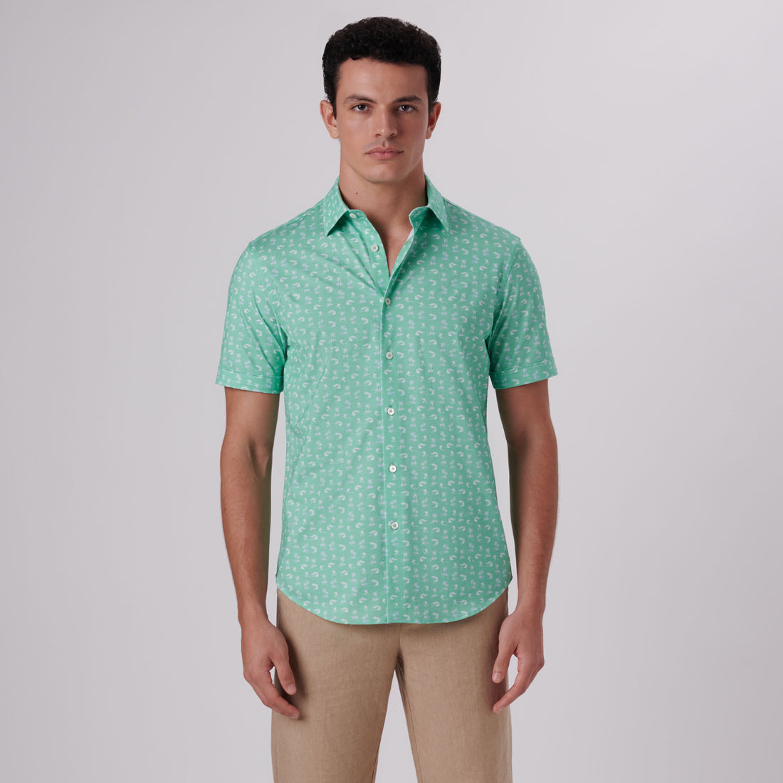 Miles Tropical Print OoohCotton Short Sleeve Shirt