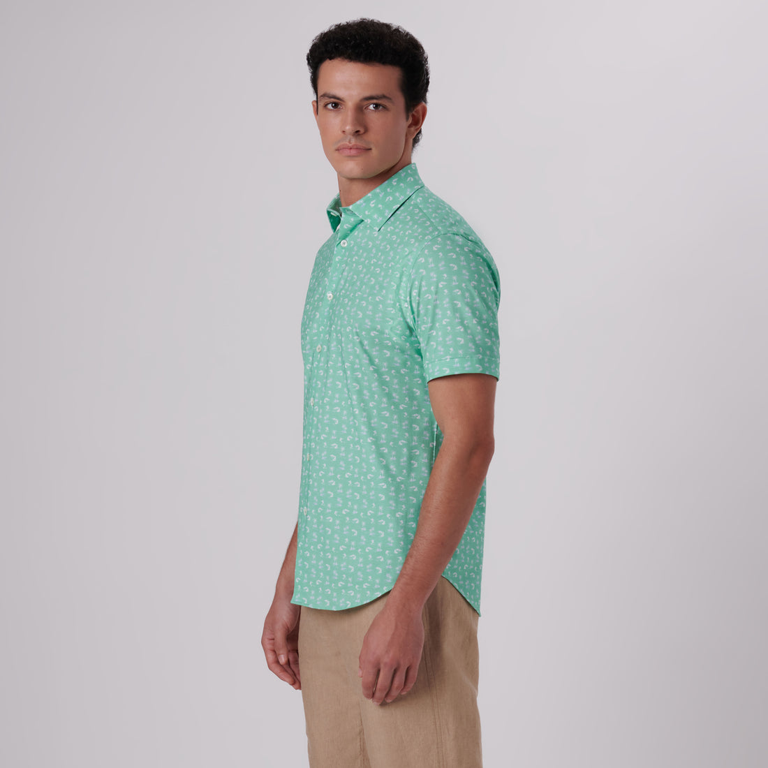 Miles Tropical Print OoohCotton Short Sleeve Shirt