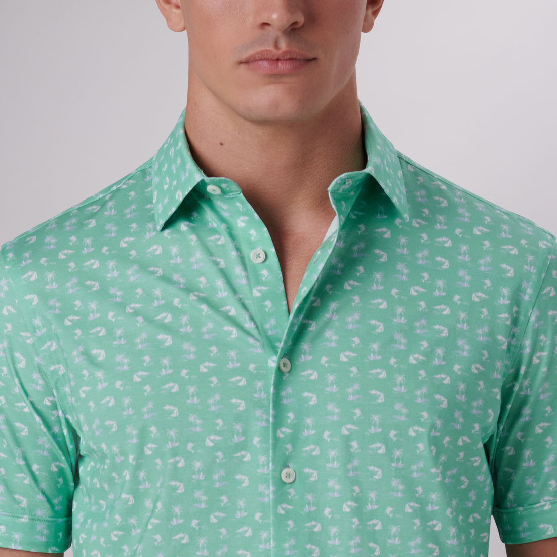 Miles Tropical Print OoohCotton Short Sleeve Shirt