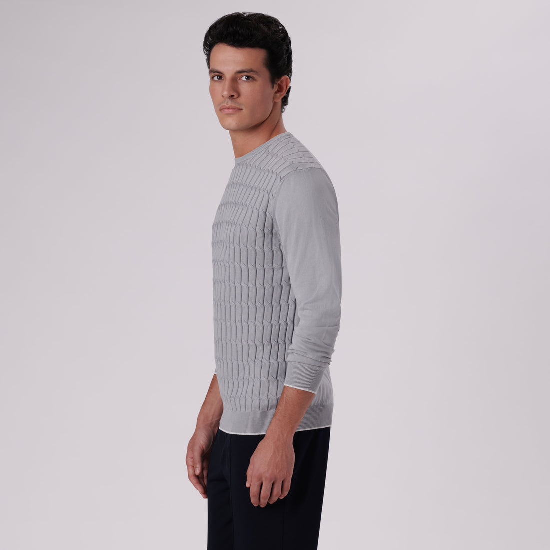 Knit Stitch Crew Neck Sweater