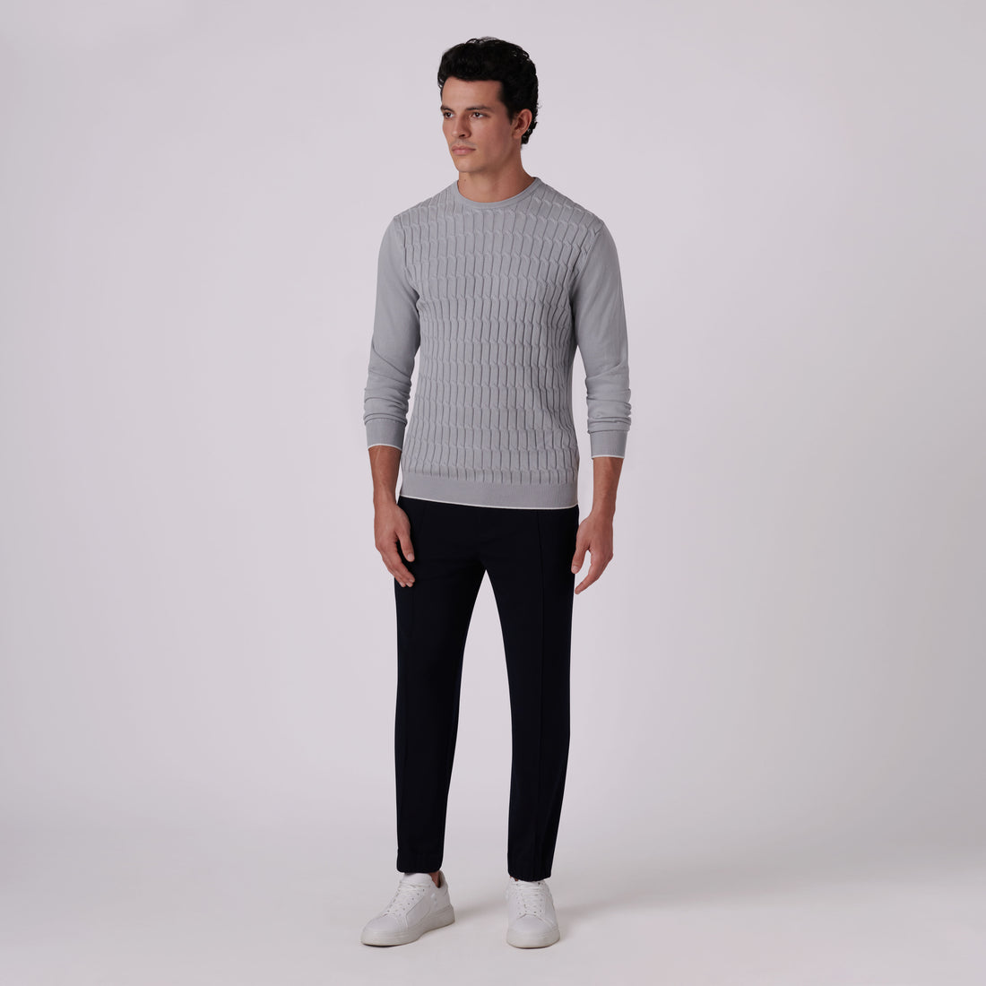 Knit Stitch Crew Neck Sweater