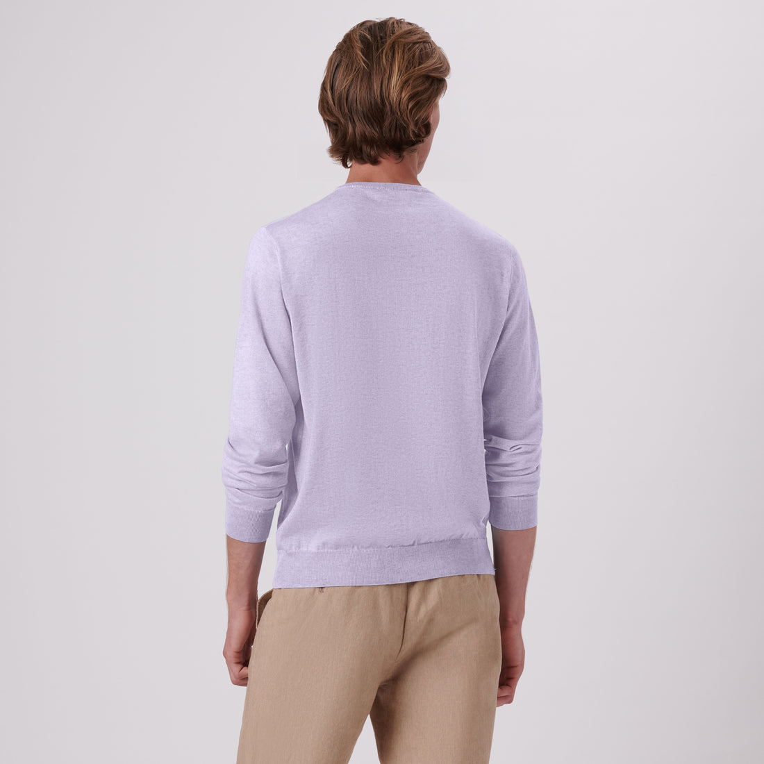 Solid Cotton Cashmere Crew Neck Sweater