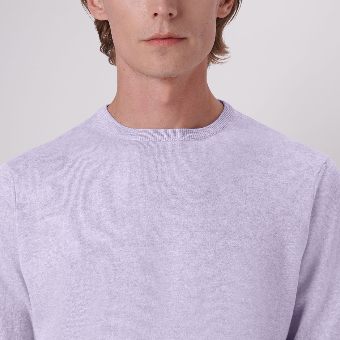 Solid Cotton Cashmere Crew Neck Sweater