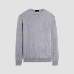 Solid Cotton Cashmere Crew Neck Sweater