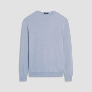 Solid Cotton Cashmere Crew Neck Sweater