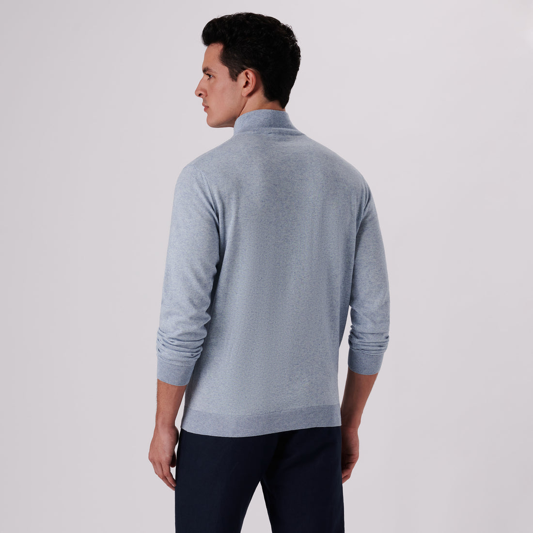 Solid Cotton Cashmere Quarter Zip Sweater