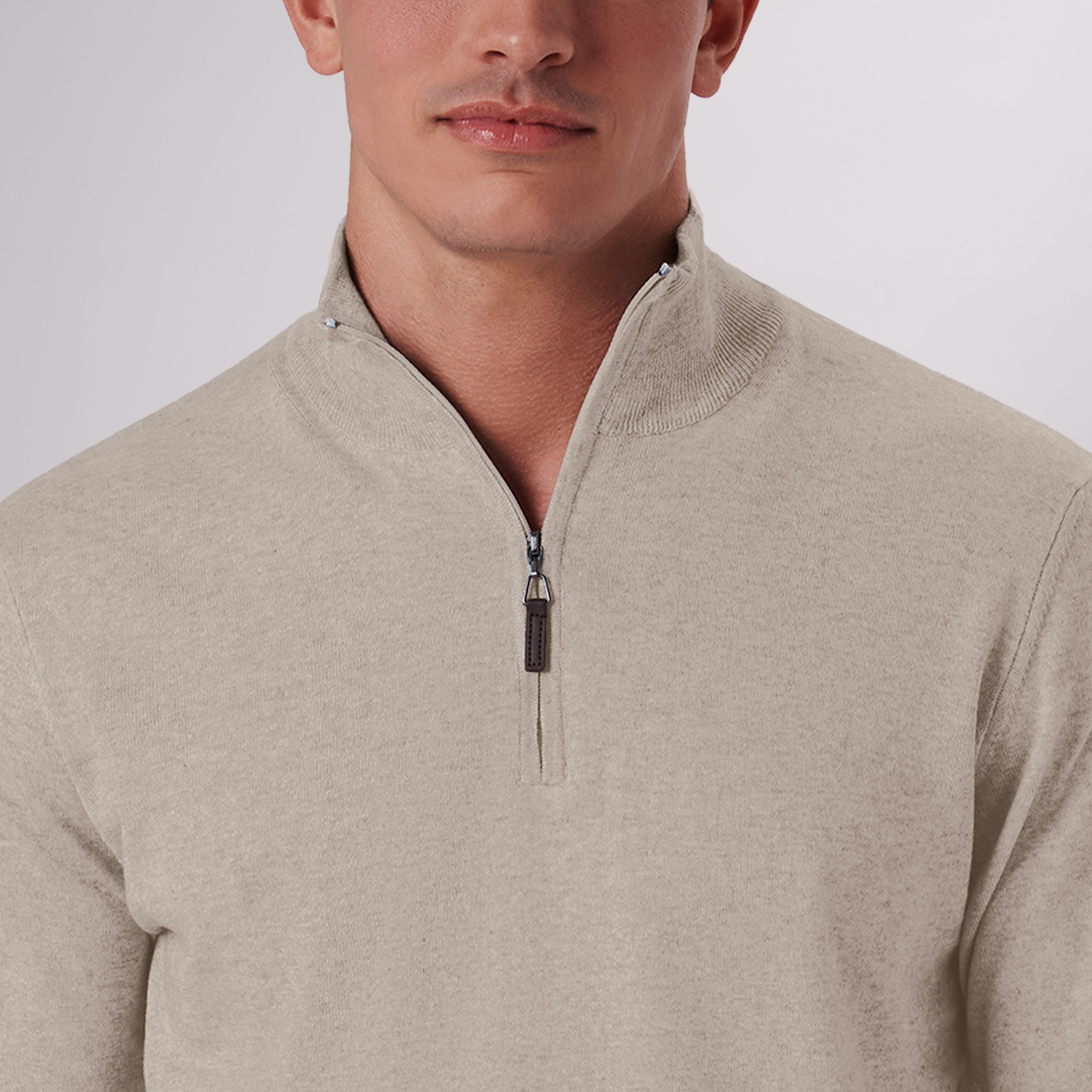 Solid Cotton Cashmere Quarter Zip Sweater – BUGATCHI