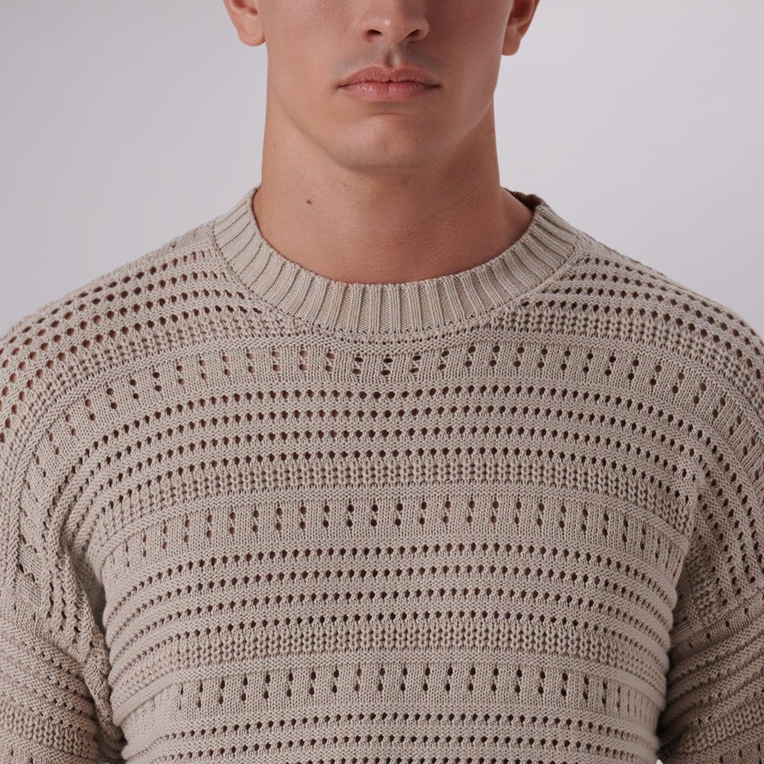 Patterned Crew Neck Sweater