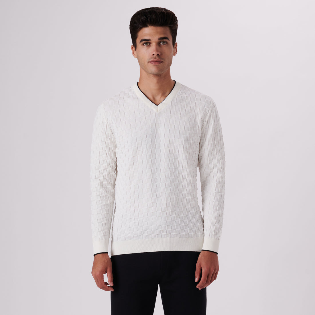 Basketweave V-Neck Sweater