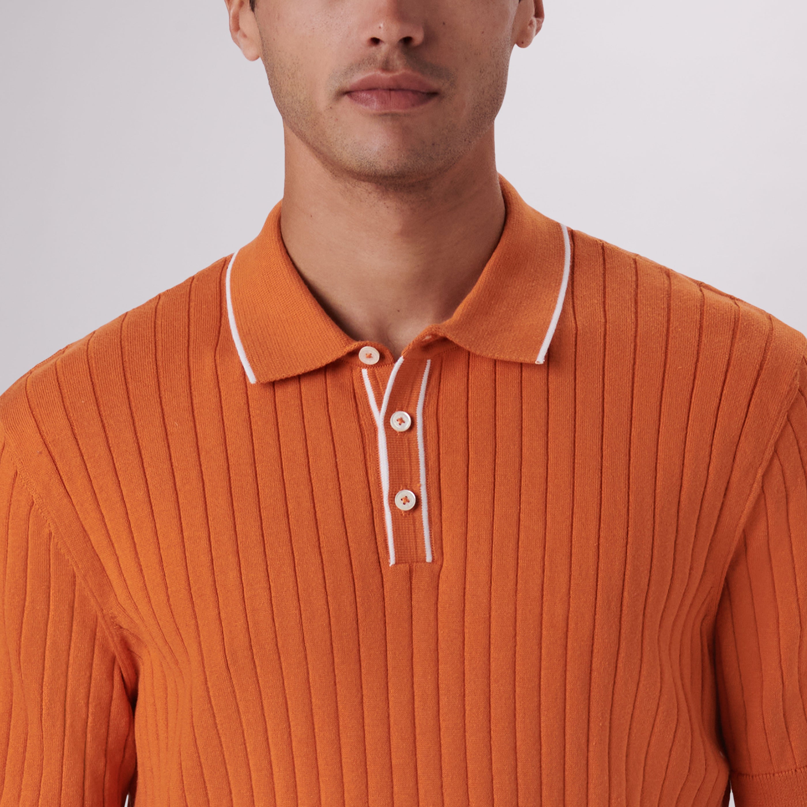 Short-Sleeve Button-Front Rib-Knit Sweater for Men