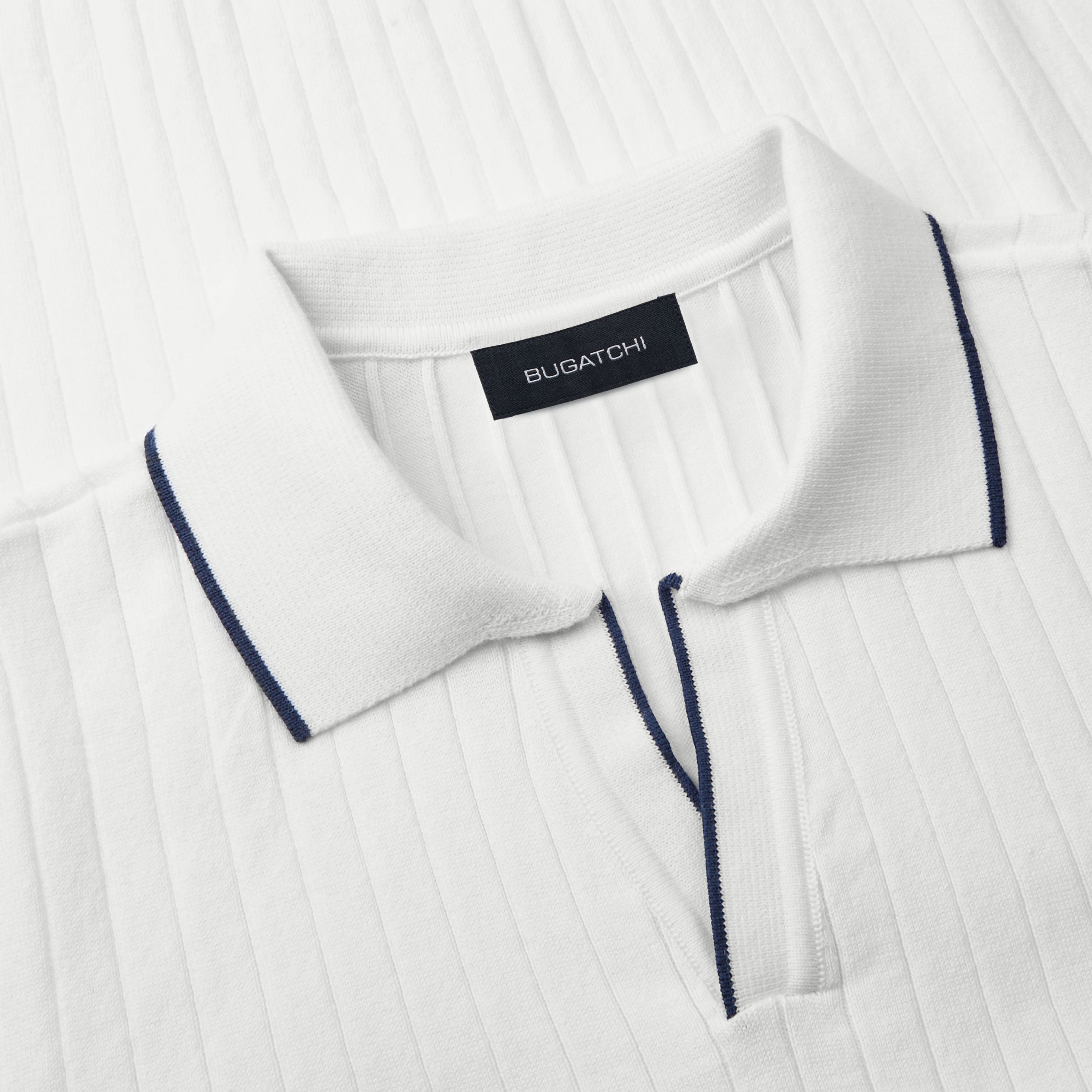 Rib Knit Short Sleeve Johnny Collar Sweater – BUGATCHI