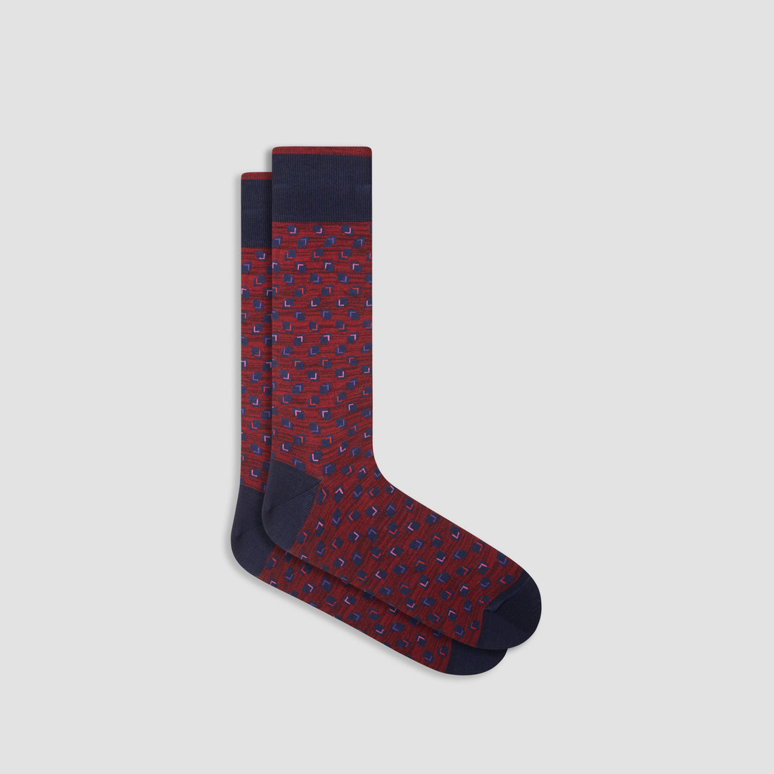 Bugatchi Geometric Mercerized Cotton Blend Dress Socks in Bordeaux