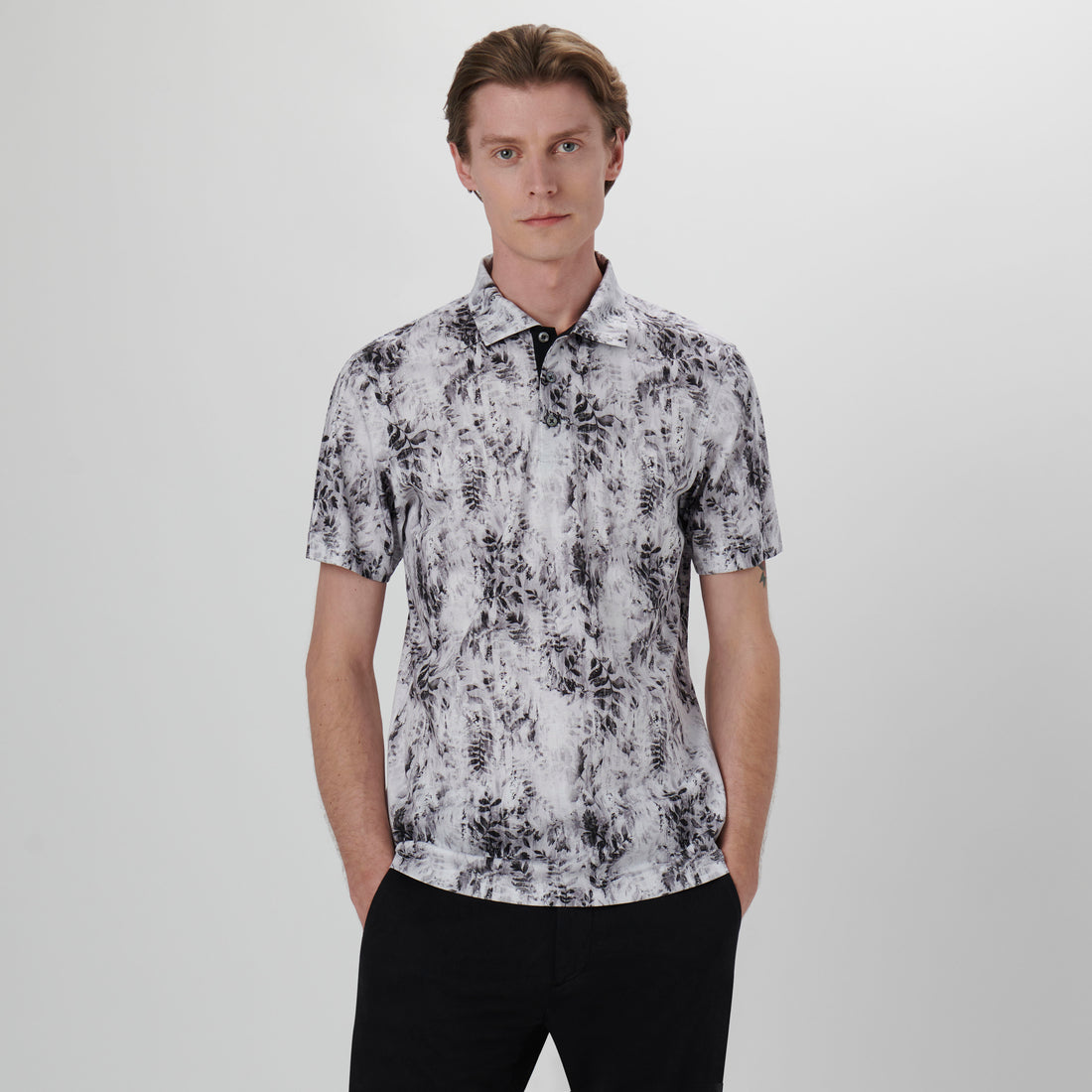 Hendrix Leaf Print Polo Shirt