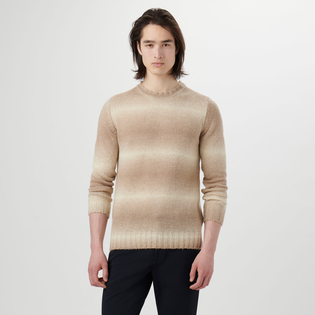 Gradient Striped Crew Neck Sweater