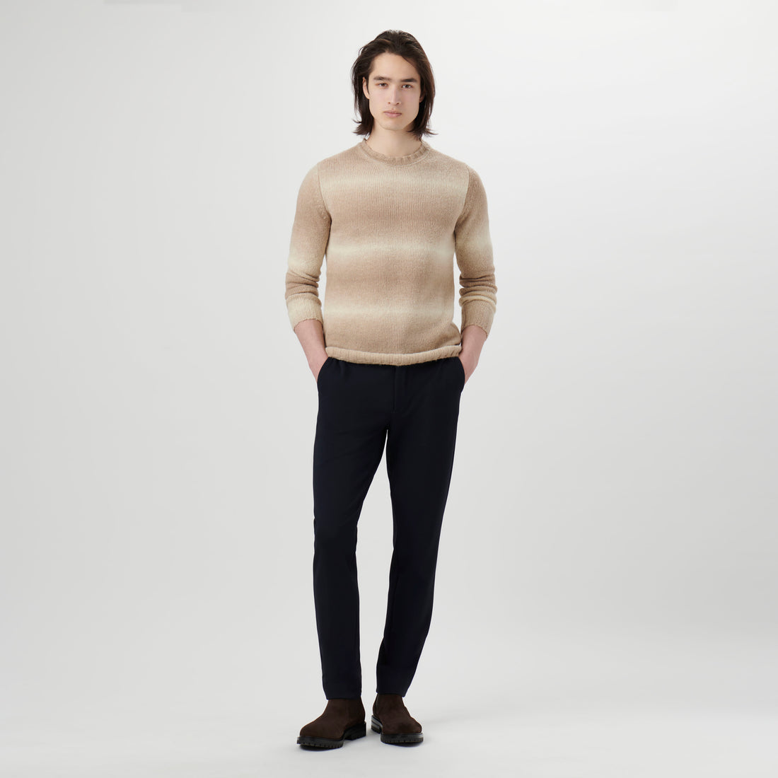 Gradient Striped Crew Neck Sweater