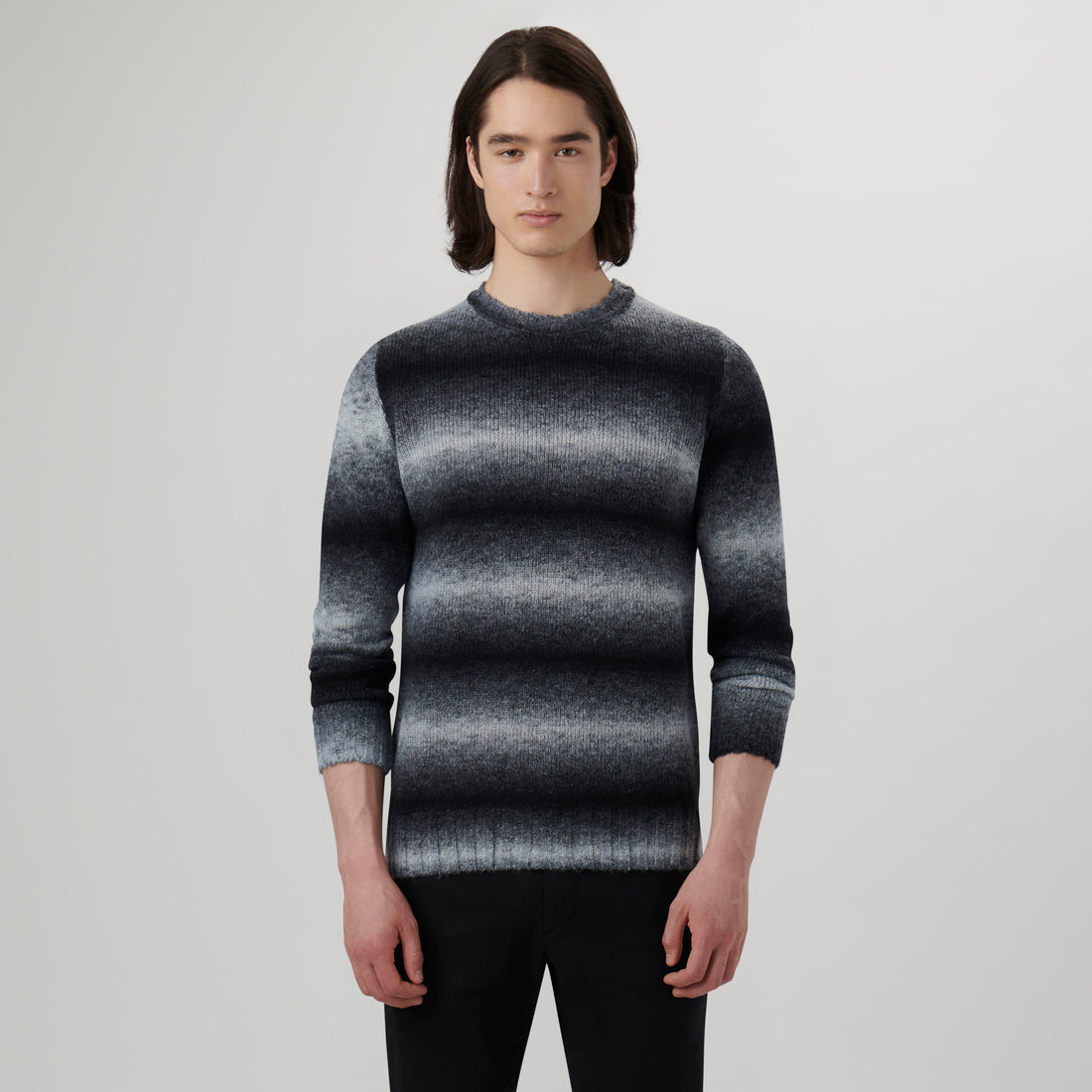 Gradient Striped Crew Neck Sweater