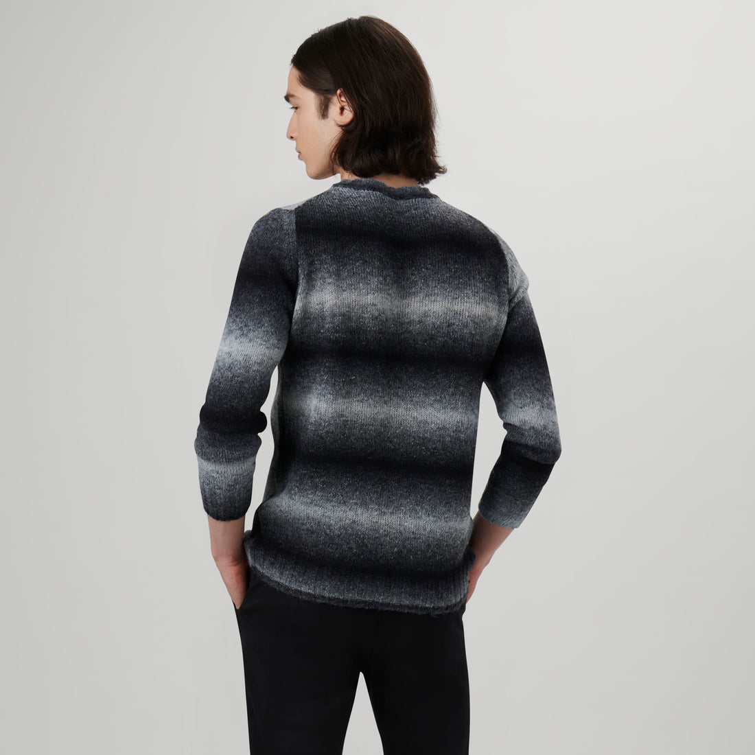 Gradient Striped Crew Neck Sweater