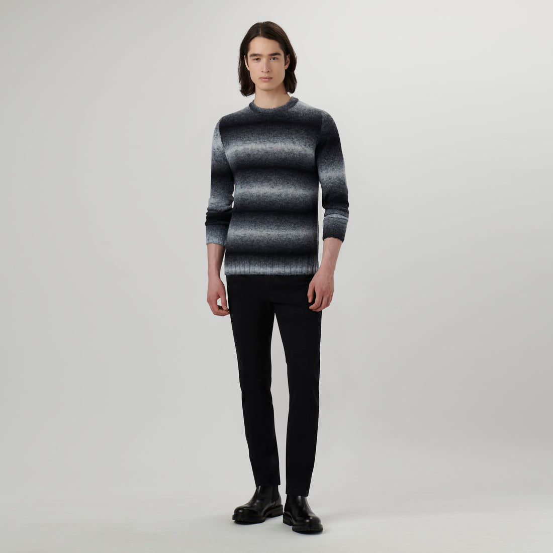 Gradient Striped Crew Neck Sweater