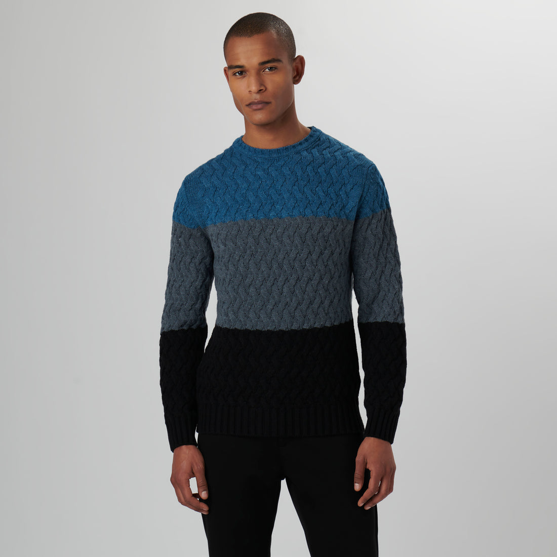 Basketweave Stitch Crew Neck Sweater