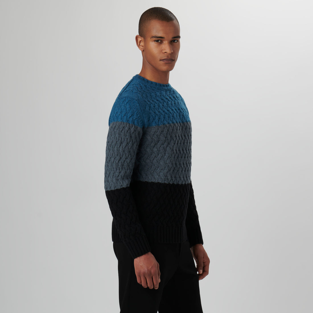 Basketweave Stitch Crew Neck Sweater