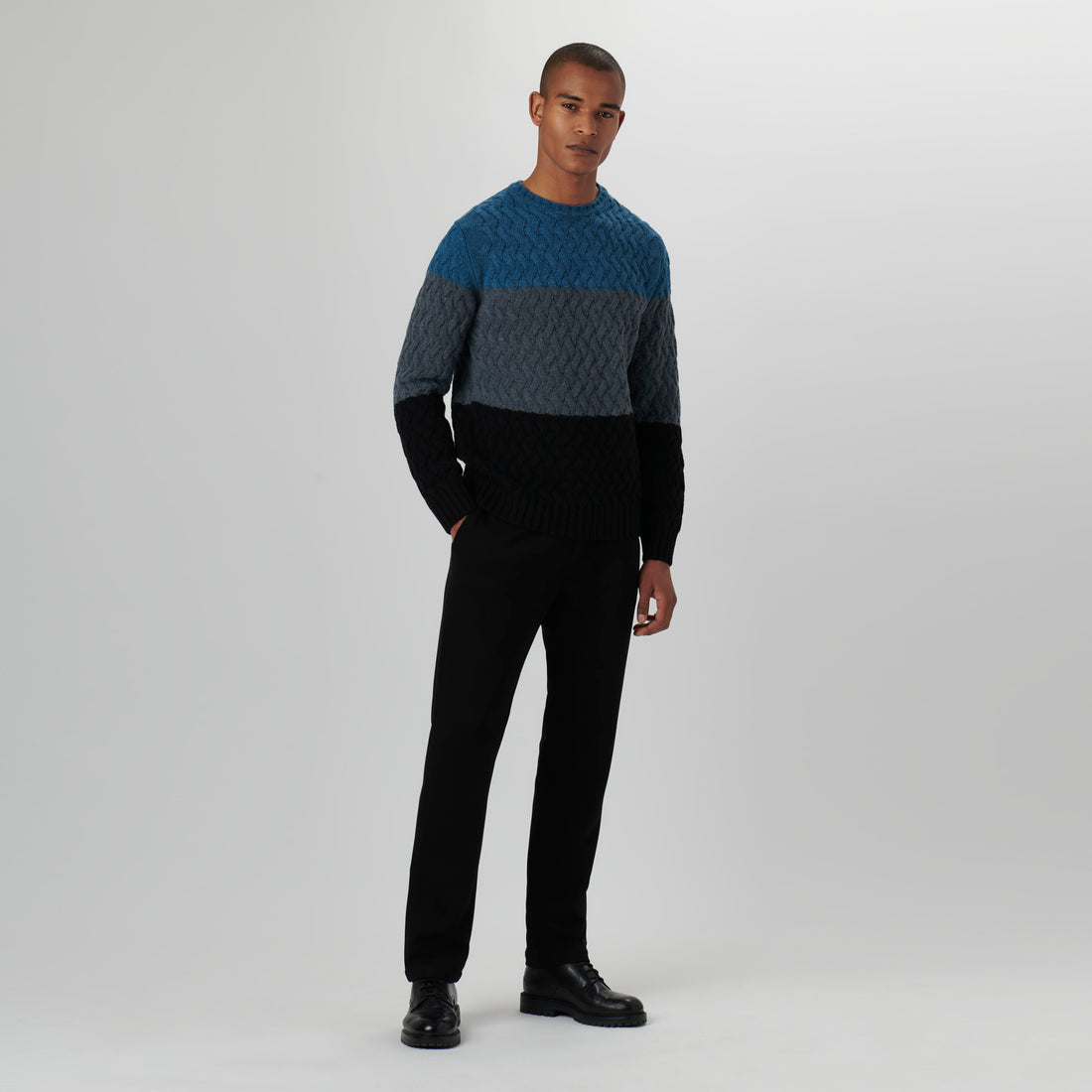 Basketweave Stitch Crew Neck Sweater