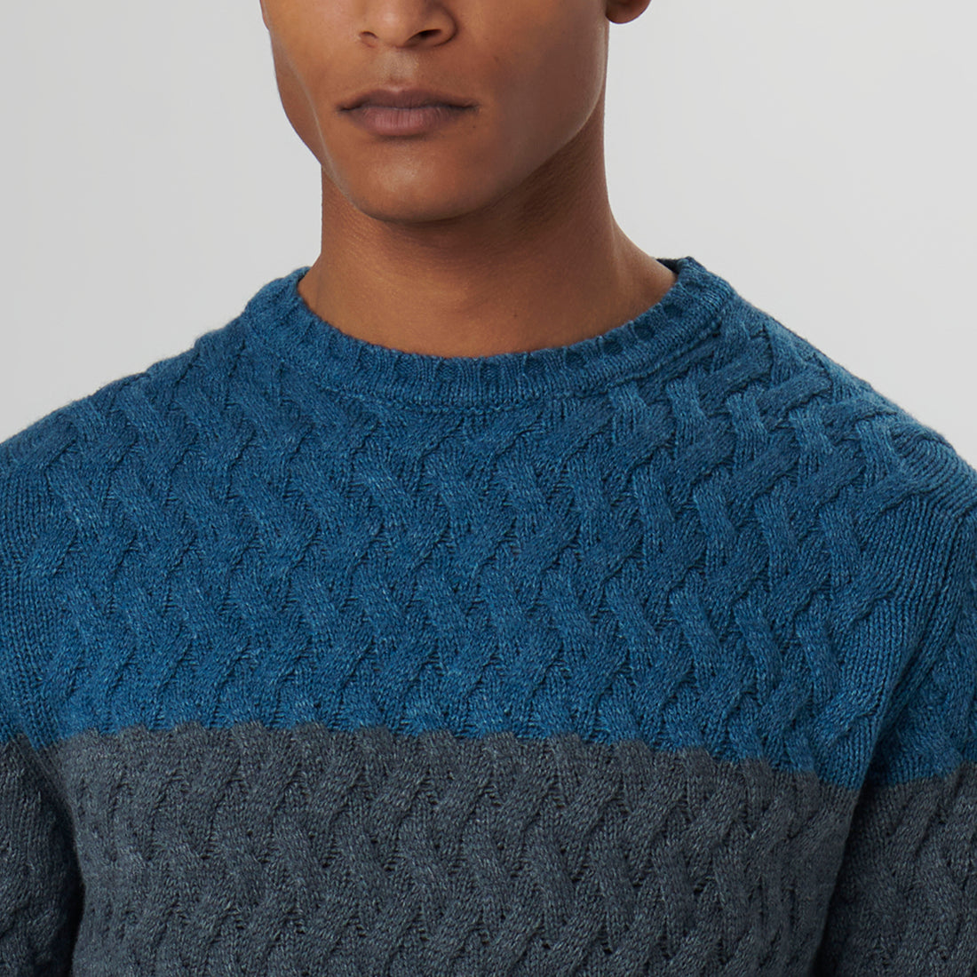 Basketweave Stitch Crew Neck Sweater