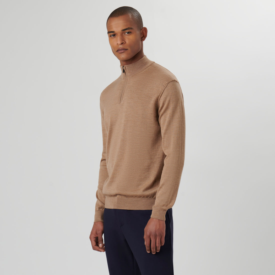 Super Merino Solid Quarter Zip Sweater