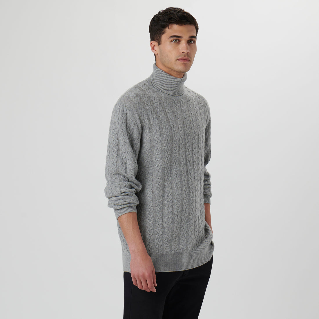 Solid Cable Turtleneck Sweater