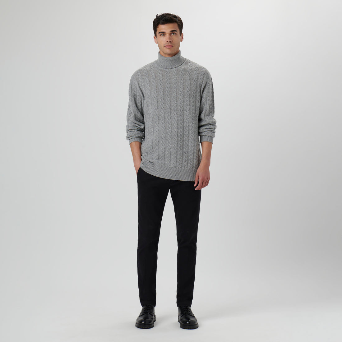 Solid Cable Turtleneck Sweater