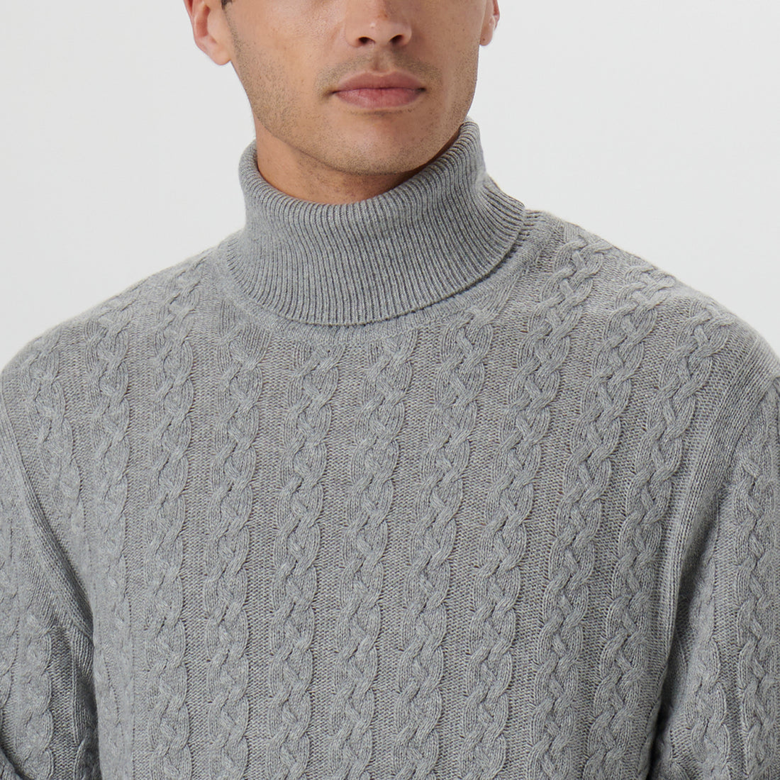 Solid Cable Turtleneck Sweater