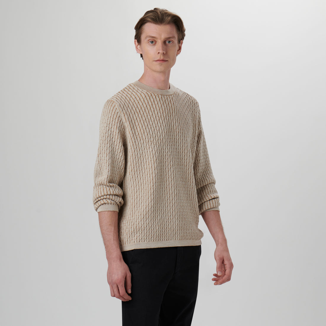 Diamond Stitch Crew Neck Sweater