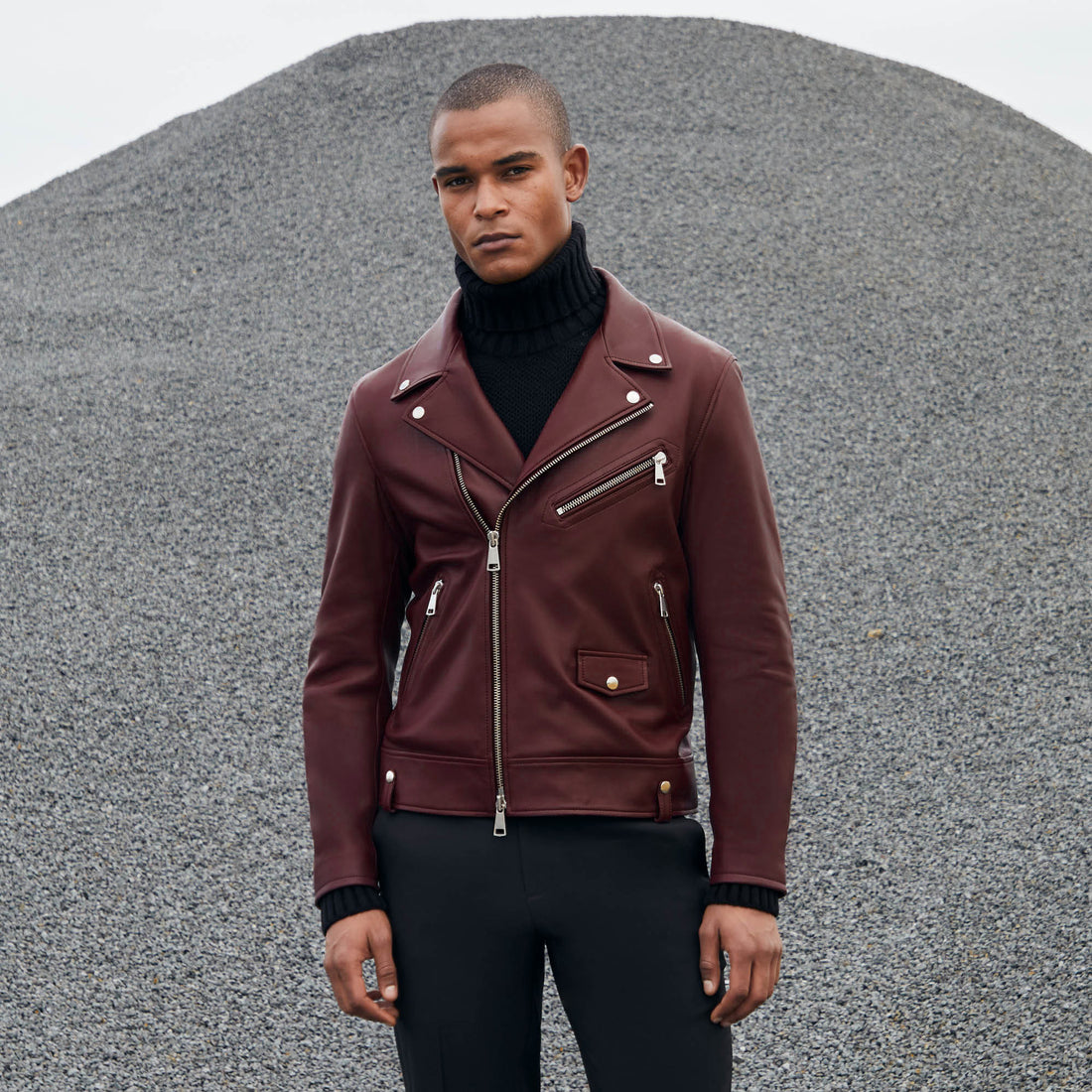 Burgundy leather moto jacket hotsell