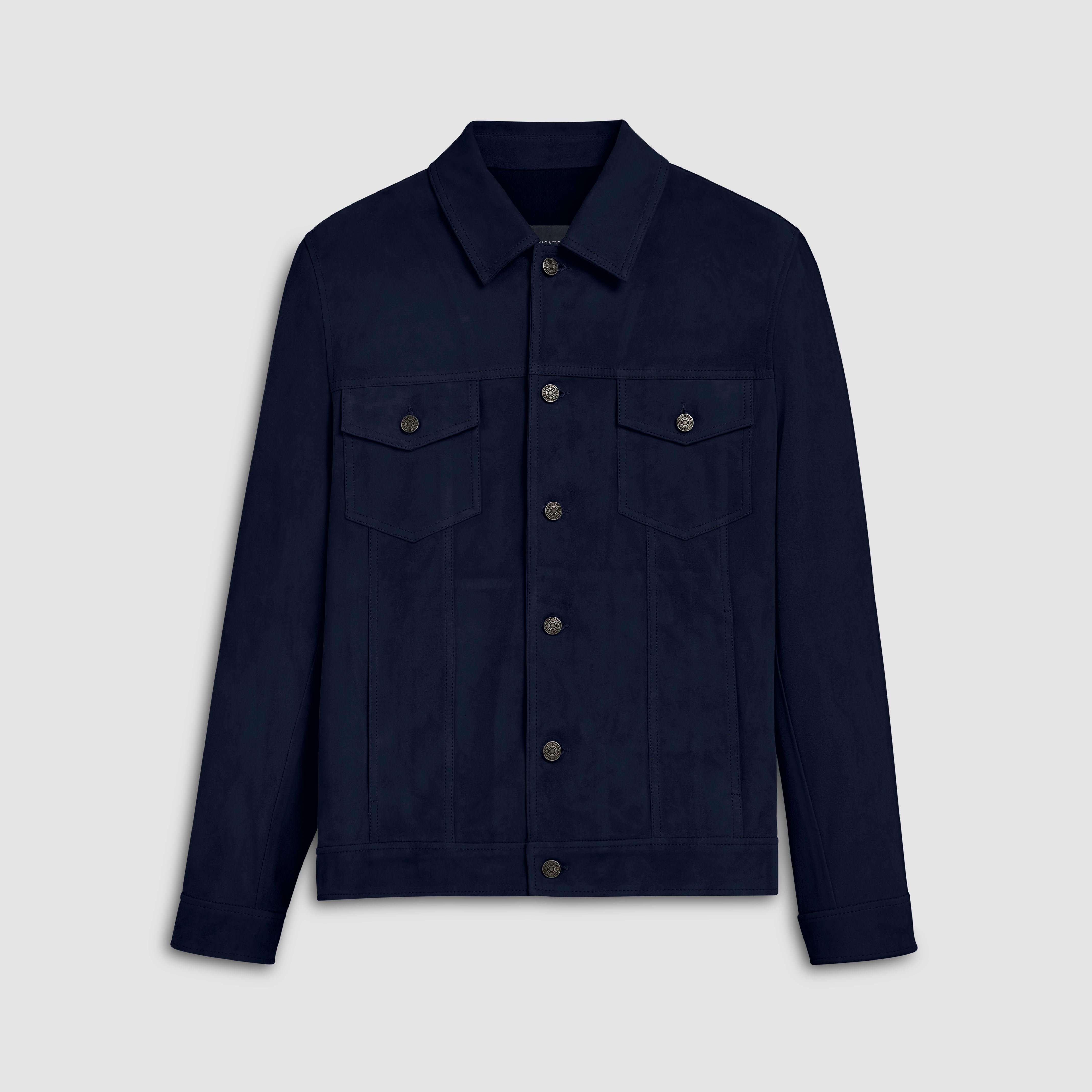 Navy suede trucker jacket best sale