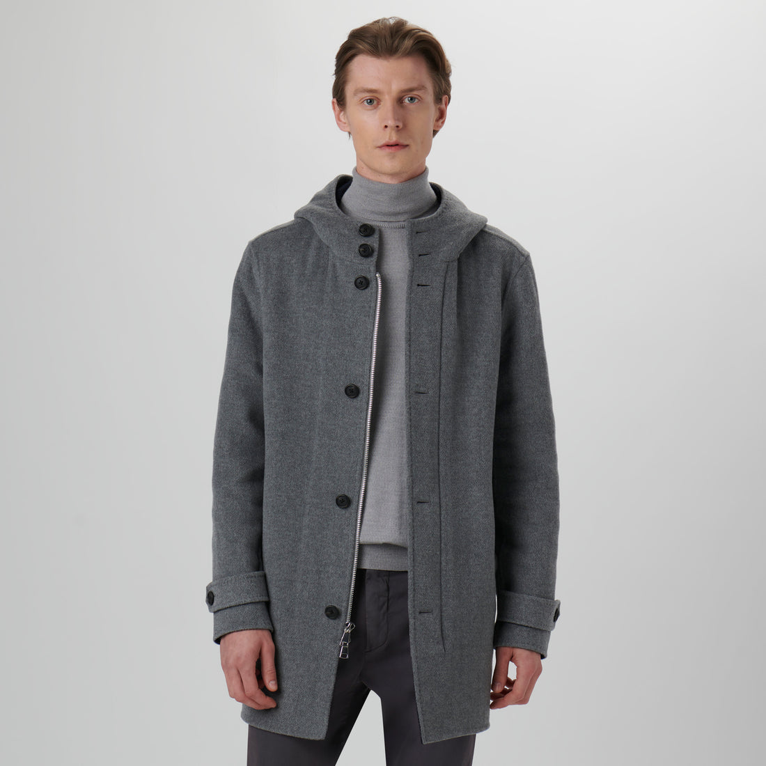 Wool Car Coat with Hood