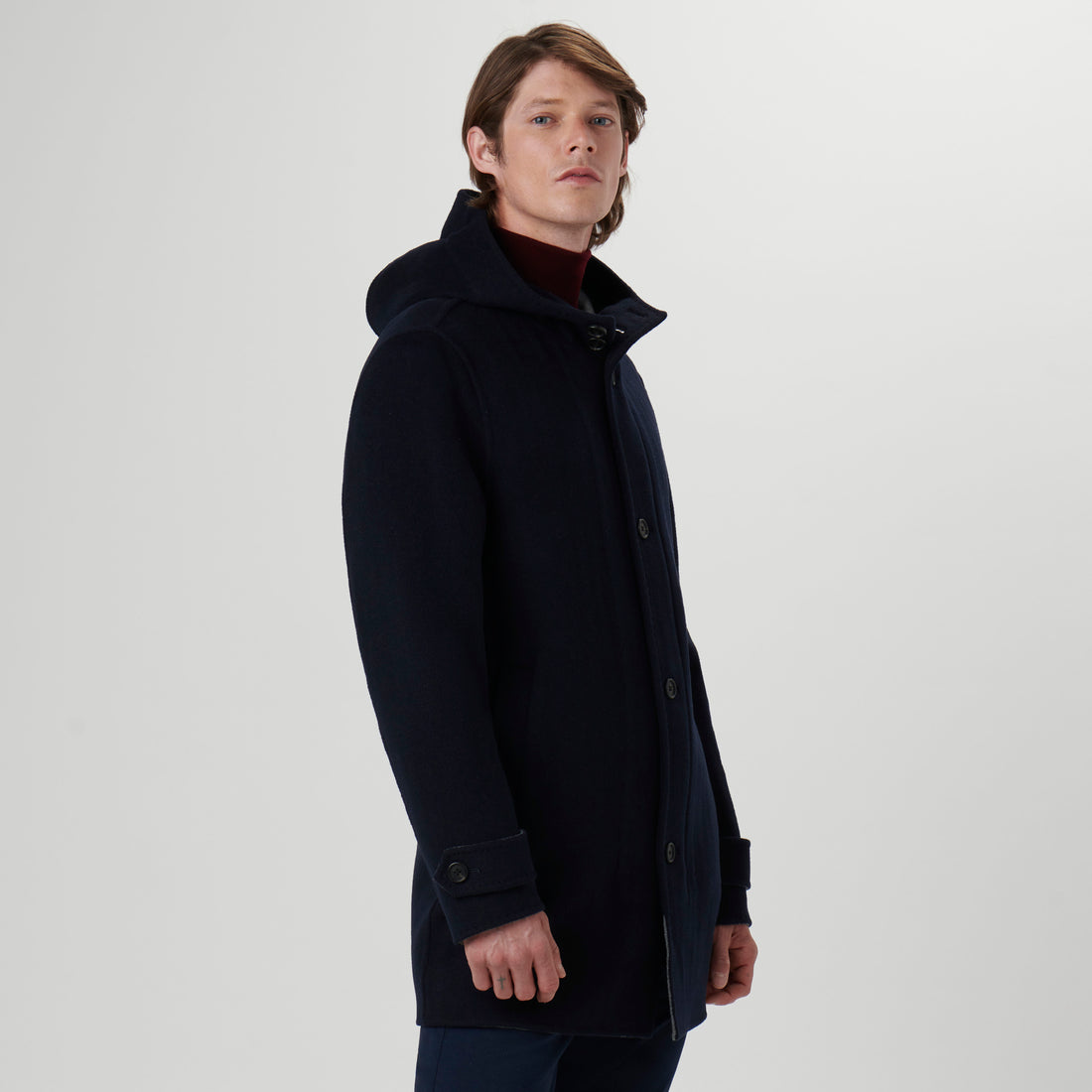 Wool Car Coat with Hood