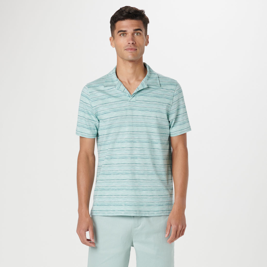 Striped Johnny Collar Polo