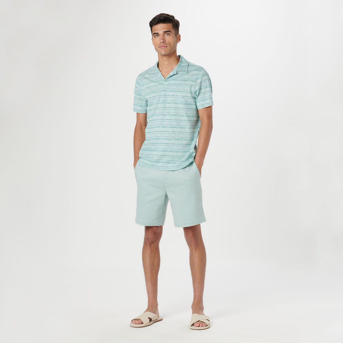 Striped Johnny Collar Polo