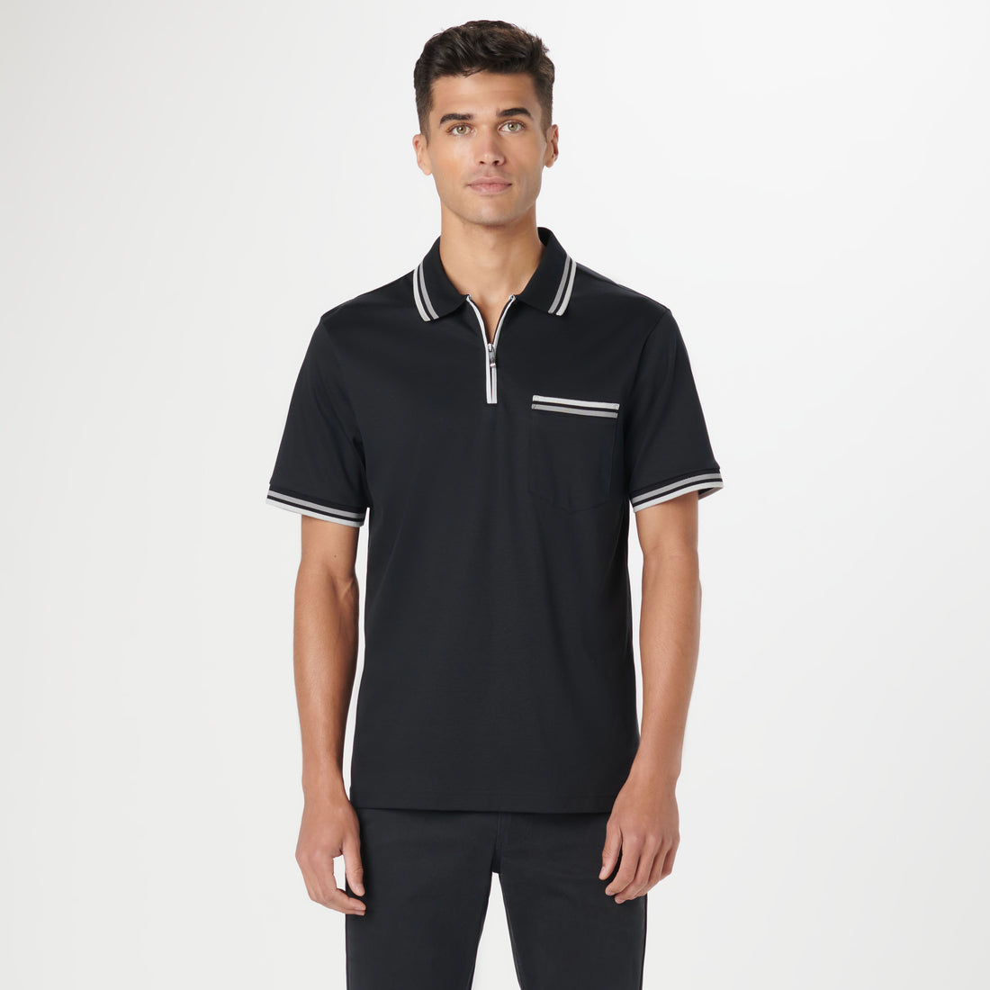 Tipped Quarter Zip Polo