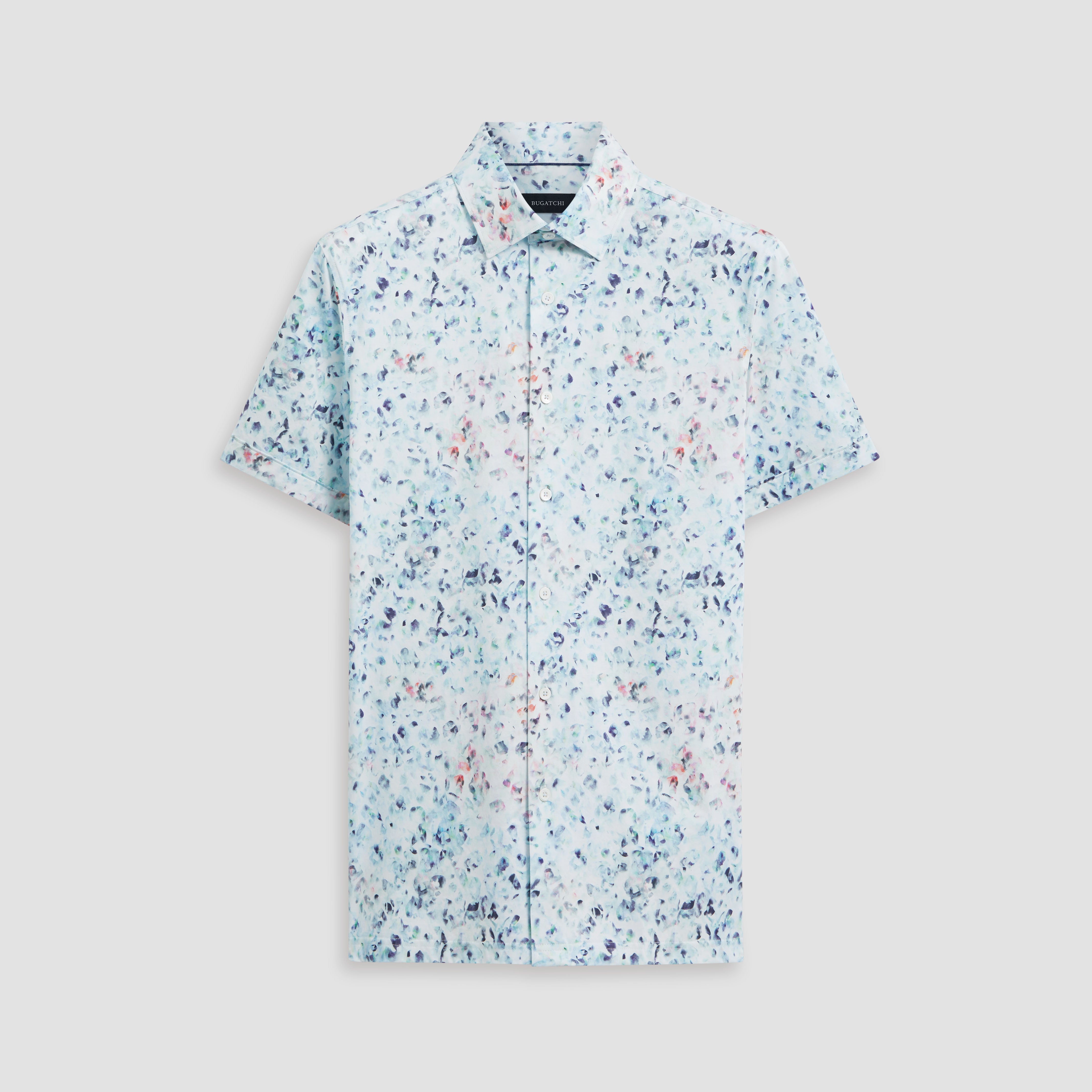 Milo Watercolor Abstract OoohCotton Short Sleeve Shirt – BUGATCHI